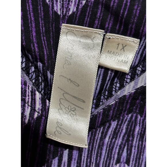Emma Womens plus sz 1x Maxi Sheath Dress Purple Chevron Witchy‎ Whimsigoth work - Picture 6 of 9